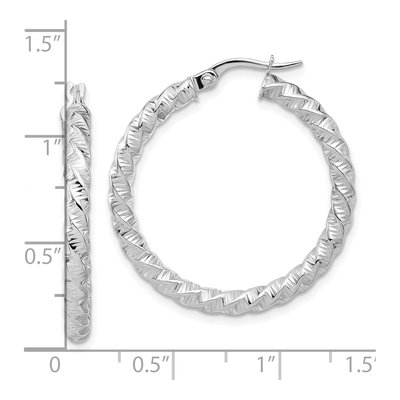 14K White Gold 32mm Twisted Hoop Earrings – view 4