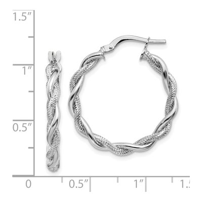 14K White Gold 30mm Diamond-Cut Twisted Hoop Earrings – view 5