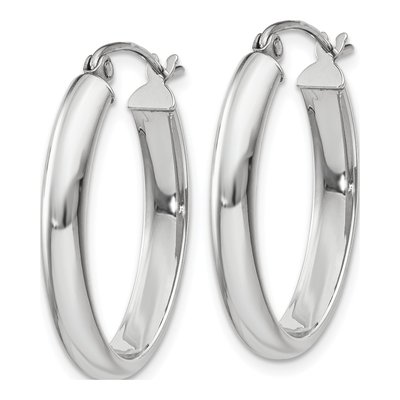 14K White Gold Oval Tube Hoop Earrings – view 3