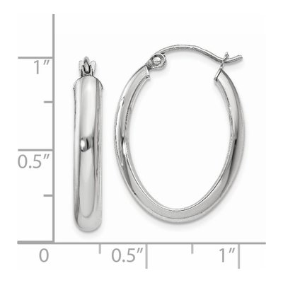 14K White Gold Oval Tube Hoop Earrings – view 5