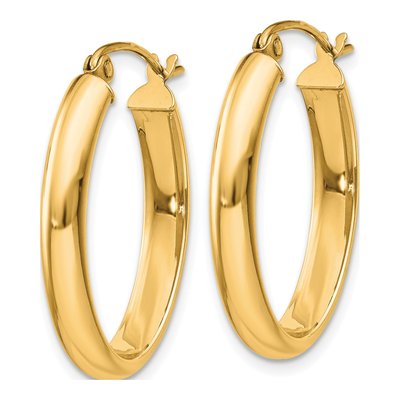 14K Yellow Gold Oval Tube Hoop Earrings – view 2
