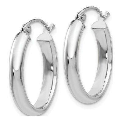 14K White Gold Oval Tube Hoop Earrings – view 3