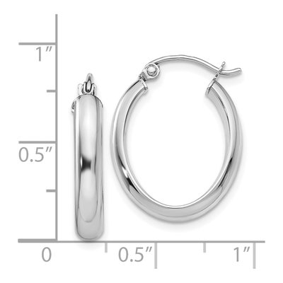 14K White Gold Oval Tube Hoop Earrings – view 5
