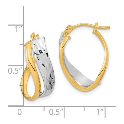14K Two-Tone Gold 25mm Diamond-Cut Hoop Earrings – view 5