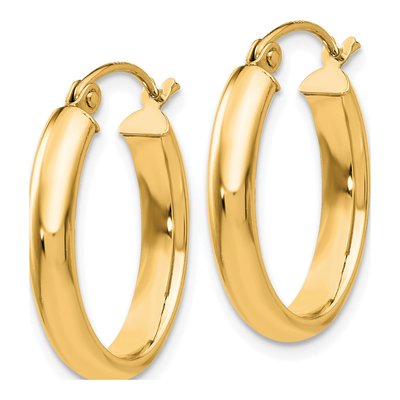 14K Yellow Gold Oval Tube Hoop Earrings – view 2