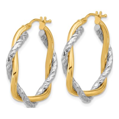14K Two-Tone Gold 29mm Twisted Hoop Earrings – view 2
