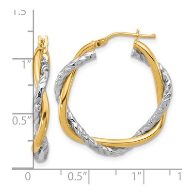14K Two-Tone Gold 29mm Twisted Hoop Earrings – view 4