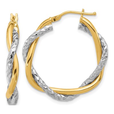 14K Two-Tone Gold 29mm Twisted Hoop Earrings