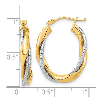 14K Two-Tone Gold 26mm Twisted Rope Hoop Earrings – view 5