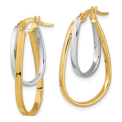 14K Two-Tone Gold 26mm Double Oval Hoop Earrings – view 2