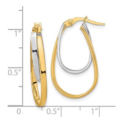 14K Two-Tone Gold 26mm Double Oval Hoop Earrings – view 4