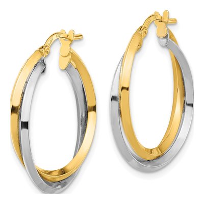 14K Two-Tone Gold 25mm Double Hoop Earrings – view 3