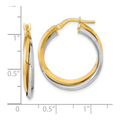 14K Two-Tone Gold 25mm Double Hoop Earrings – view 5