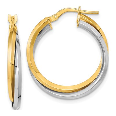 14K Two-Tone Gold 25mm Double Hoop Earrings