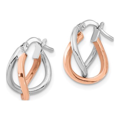 14K Two-Tone Gold 16mm Fancy Hoop Earrings – view 3