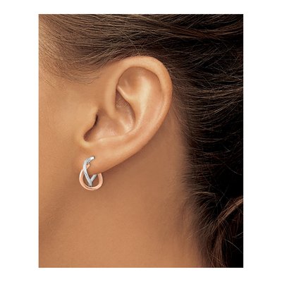 14K Two-Tone Gold 16mm Fancy Hoop Earrings – view 4