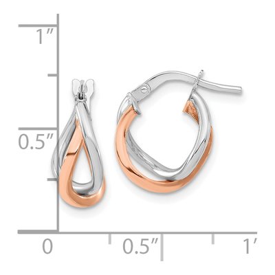 14K Two-Tone Gold 16mm Fancy Hoop Earrings – view 5