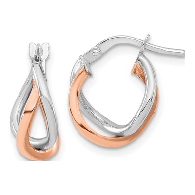 14K Two-Tone Gold 16mm Fancy Hoop Earrings