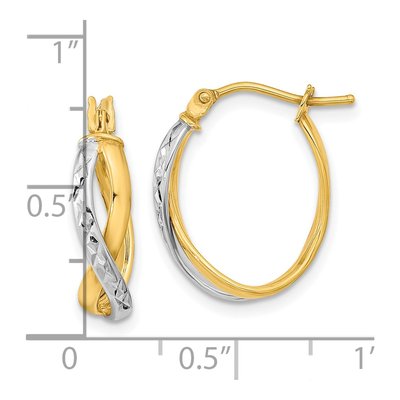 14K Two-Tone Gold 21mm Diamond-Cut Hoop Earrings – view 5