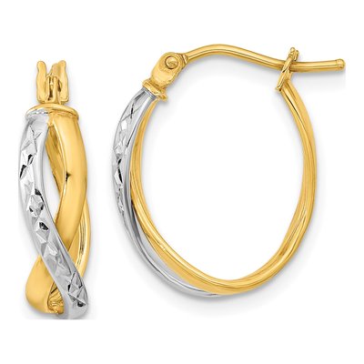 14K Two-Tone Gold 21mm Diamond-Cut Hoop Earrings