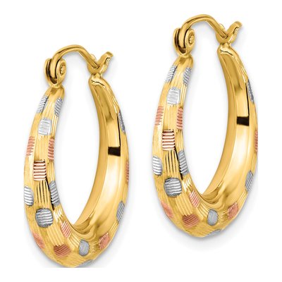 14K Yellow Gold 23mm Diamond-Cut Hoop Earrings – view 3