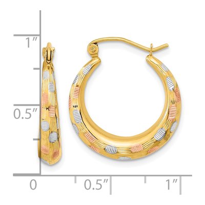 14K Yellow Gold 23mm Diamond-Cut Hoop Earrings – view 5