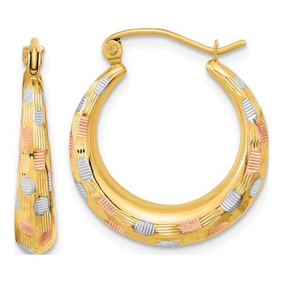 14K Yellow Gold 23mm Diamond-Cut Hoop Earrings