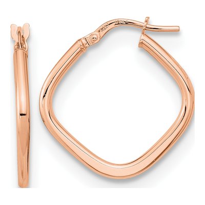 14K Rose Gold 24mm Square Tube Hoop Earrings