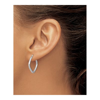 14K White Gold 24mm Square Tube Hoop Earrings – view 4