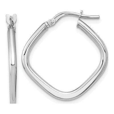 14K White Gold 24mm Square Tube Hoop Earrings