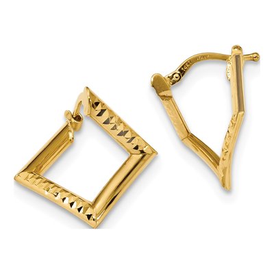 14K Yellow Gold 23mm Twisted Square Hoop Earrings
