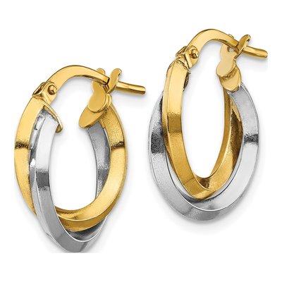 14K Two-Tone Gold 17mm Double Hoop Earrings – view 2