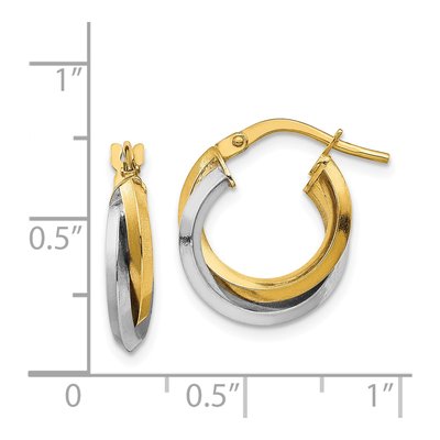 14K Two-Tone Gold 17mm Double Hoop Earrings – view 4