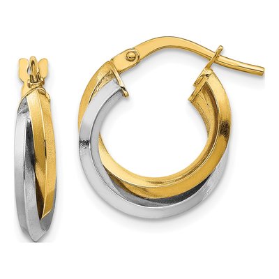 14K Two-Tone Gold 17mm Double Hoop Earrings