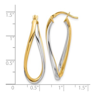 14K Two-Tone Gold 36mm Oval Double Hoop Earrings – view 5