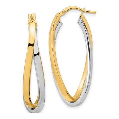 14K Two-Tone Gold 36mm Oval Double Hoop Earrings