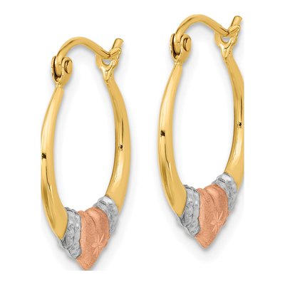 14K Two-Tone Gold 20mm Diamond-Cut Hoop Earrings – view 2