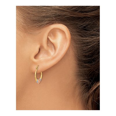14K Two-Tone Gold 20mm Diamond-Cut Hoop Earrings – view 3