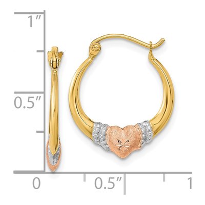 14K Two-Tone Gold 20mm Diamond-Cut Hoop Earrings – view 4