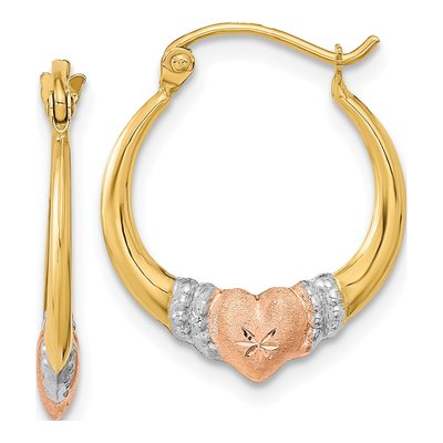 14K Two-Tone Gold 20mm Diamond-Cut Hoop Earrings