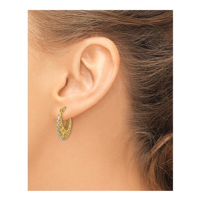 14K Yellow Gold 23mm Filigree Hoop Earrings – view 4