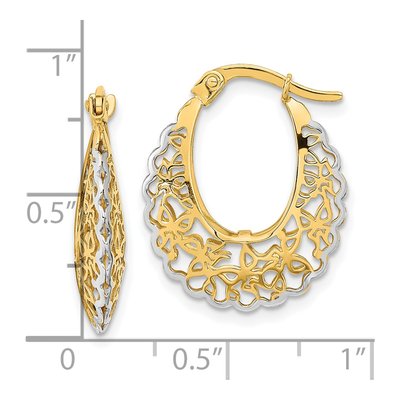 14K Yellow Gold 23mm Filigree Hoop Earrings – view 5