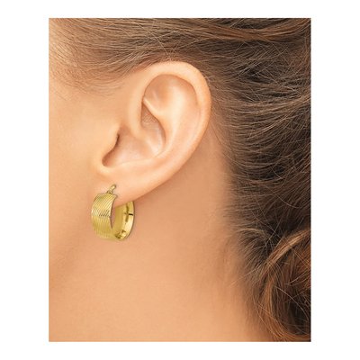 14K Yellow Gold 21mm Textured Hoop Earrings – view 4