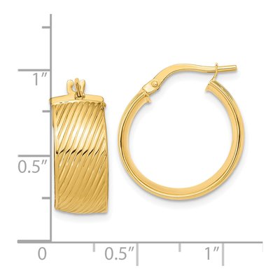 14K Yellow Gold 21mm Textured Hoop Earrings – view 5