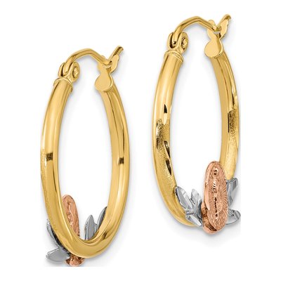 14K Tri-Color Gold Guadalupe Hoop Earrings – view 3
