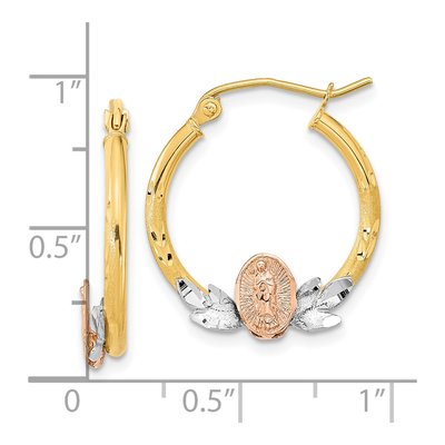 14K Tri-Color Gold Guadalupe Hoop Earrings – view 5