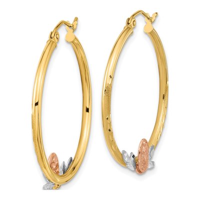 14K Tri-Color Gold Guadalupe Hoop Earrings – view 3