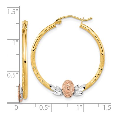 14K Tri-Color Gold Guadalupe Hoop Earrings – view 5