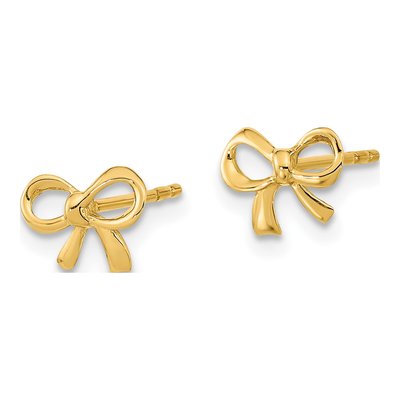 14K Yellow Gold Bow Stud Earrings – view 3