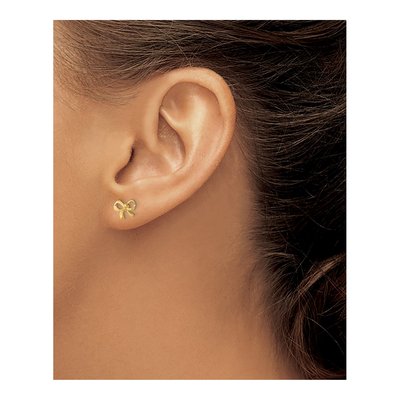 14K Yellow Gold Bow Stud Earrings – view 4